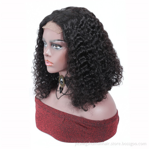 Bob Wig Lace Front Raw Brazilian Human Hair Wigs For Black Women Yeswigs Swiss Lace Frontal Kinky Curly Human Hair Bob Lace Wig
